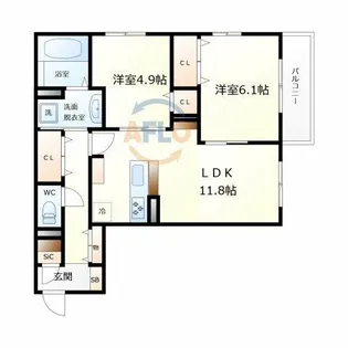 グリーンコート鷹合【3階】の間取り