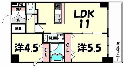兵庫県神戸市中央区御幸通2丁目【マンション】の間取り