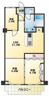 2SLDKの間取り画像