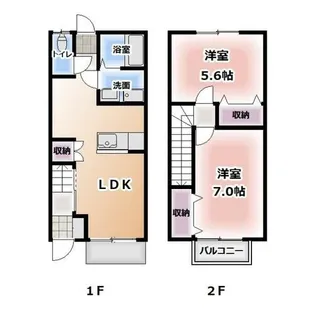 愛知県北名古屋市西之保犬井【テラスハウス】の間取り