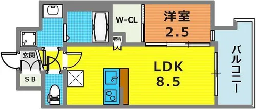 プレリスNEO神戸湊川公園ヴェルト【8階】の間取り