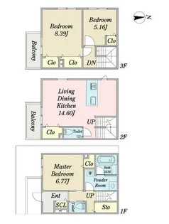 レジデンシャルジェム姪浜駅【1階】の間取り