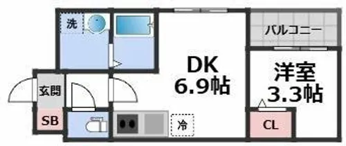 グランディオ鶴橋【1階】の間取り