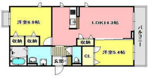 モンターニュⅢ【102号室】の間取り