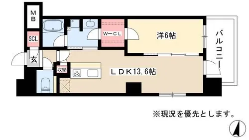 ロイヤルパークスERささしま【8階】の間取り