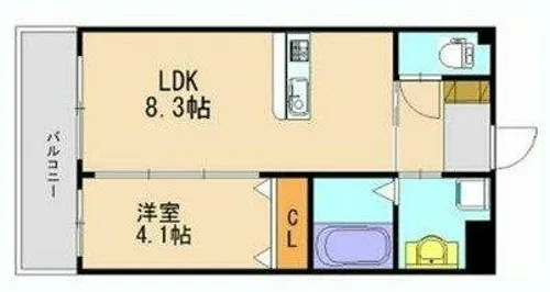 ハーヴェスト久留米【102号室】の間取り