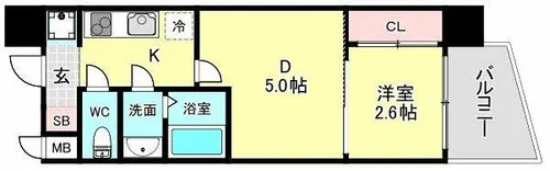セレニテ阿波座ミラク【1401号室】の間取り