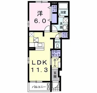 エスポワール梅ノ木 東館【1階】の間取り