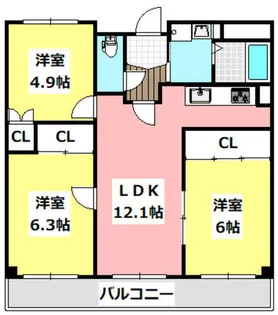 マンション・フォルツーナ【6階】の間取り
