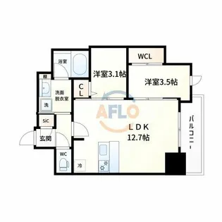 コンフォリア・リヴ北浜高麗橋【8階】の間取り