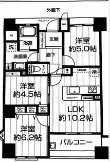 ディアステージ長堀【6階】の間取り
