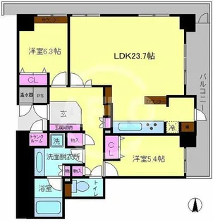 ライオンズマンション大阪スカイタワー【25階】の間取り