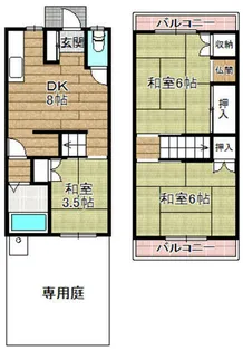 大阪府高槻市名神町【テラスハウス】の間取り