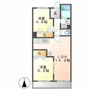 ユーハウス鶴舞Ⅱ【302号室】の間取り
