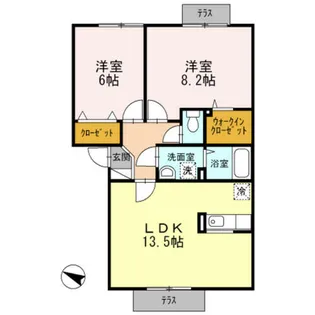ドミール旭 B【2階】の間取り