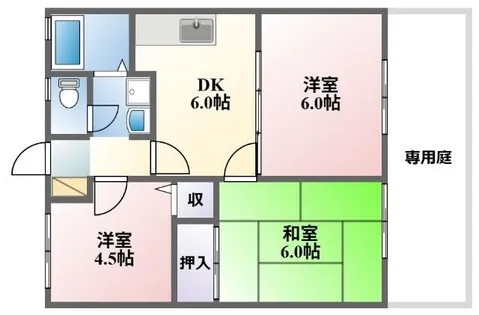 岡ハイツB棟【102号室】の間取り