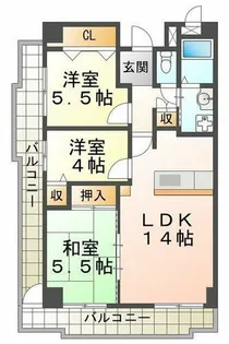 コモンパレス清水ヶ丘【6階】の間取り