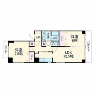 ライフク猪高台【401号室】の間取り