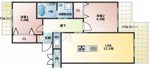 愛知県知多市八幡字東水代【マンション】の間取り