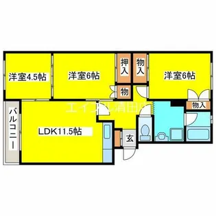 三高コーポ【202号室】の間取り