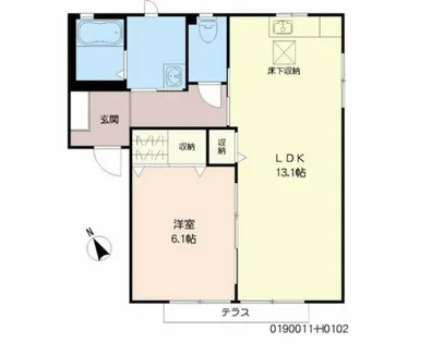 咲ら坂Hi H 棟【102号室】の間取り