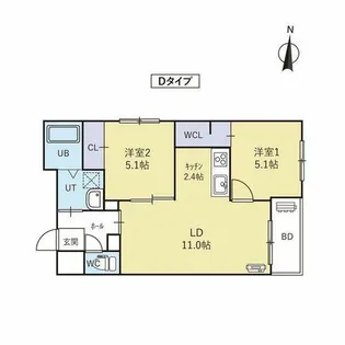 URBAN FLATS平岸Ⅰ(アーバンフラッツ平岸Ⅰ)【1階】の間取り