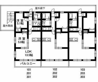 ディアコート六甲【2階】の間取り