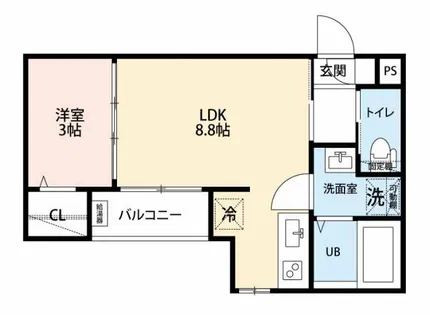 シャンブル高畑【1階】の間取り