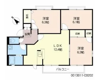 コーポランド津田新町 C棟【202号室】の間取り
