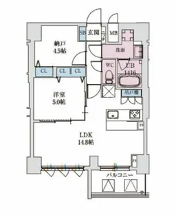 スプランディッド上本町WEST【2階】の間取り