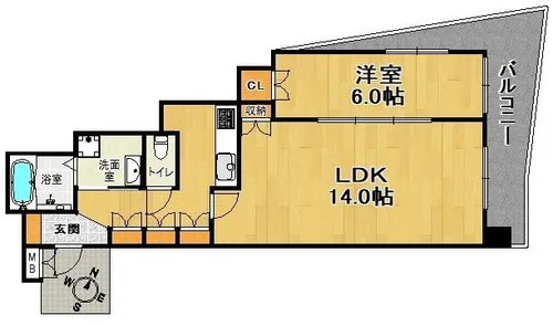 アルファレガロKOBEWEST【4階】の間取り