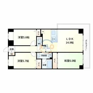 ル・アン緑地【1階】の間取り