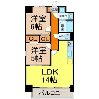ヒルズ徳川【1階】の間取り