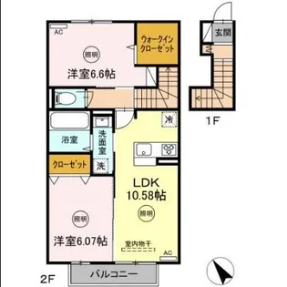 メルヴェーユ下城野Ⅱ【203号室】の間取り