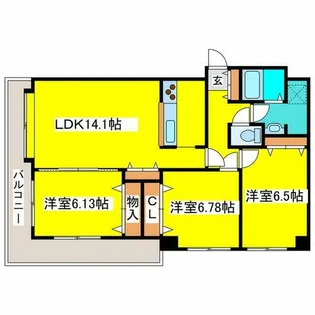 ハイブライト平岡【305号室】の間取り