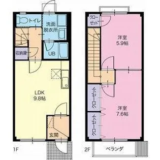 愛知県常滑市西之口7丁目【テラスハウス】の間取り