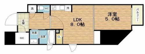 シーズンフラッツ梅田北【5階】の間取り