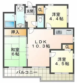 ワコーレプラージュ須磨【3階】の間取り