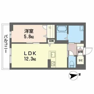 シャーメゾン オーク八戸ノ里【3階】の間取り