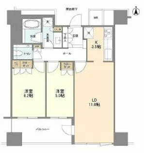 クラッシィタワー淀屋橋【18階】の間取り