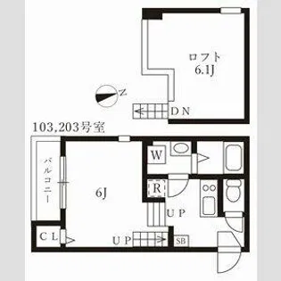 ハーモニーテラス下方町【103号室】の間取り