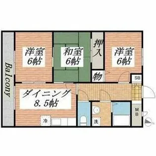 グリーンエイト3【1階】の間取り