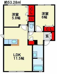 ヴィラシャーメゾン行橋 クアルト【2階】の間取り