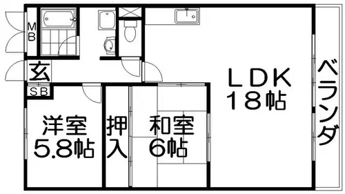 バーンフリート寝屋川【5階】の間取り