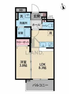 robot home箱崎宮前Ⅱ【302号室】の間取り
