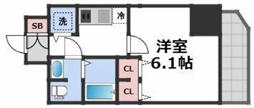 プレサンス松屋町グレース【13階】の間取り