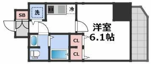 プレサンス松屋町グレース【13階】の間取り