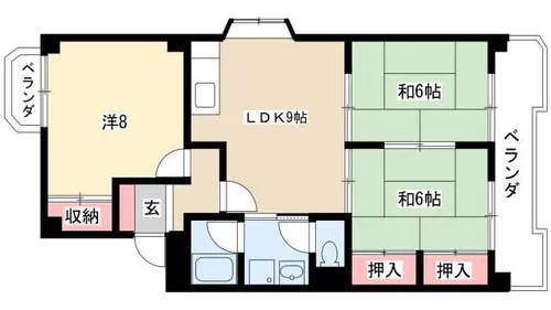 七反田ハイツ【4階】の間取り