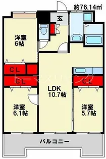 福岡県北九州市小倉北区浅野2丁目【マンション】の間取り