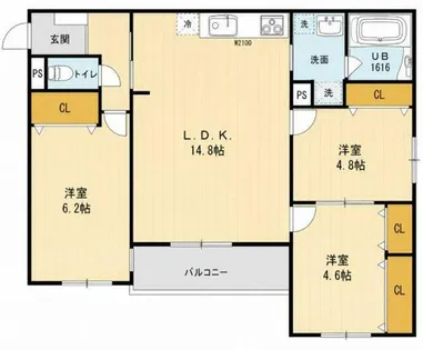 ボヌール高槻【303号室】の間取り